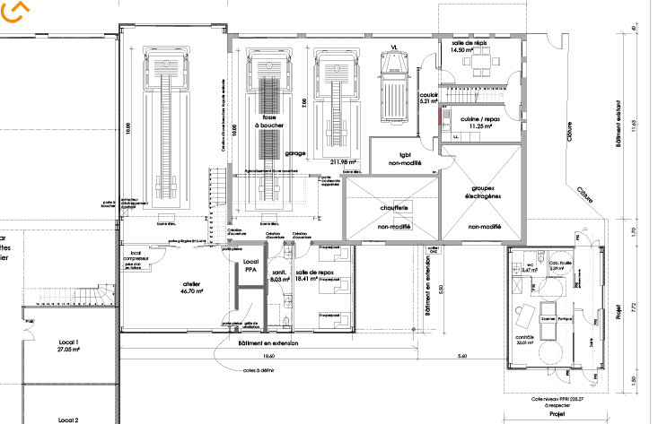 Plan Caserne de pompiers SSLIA - Aéroport Chambéry-Savoie