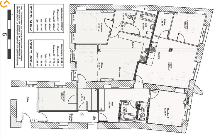 Plan Restructuration d'un appartement à Chambéry