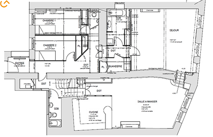 Plan Restructuration d'un appartement ancien à Chambéry