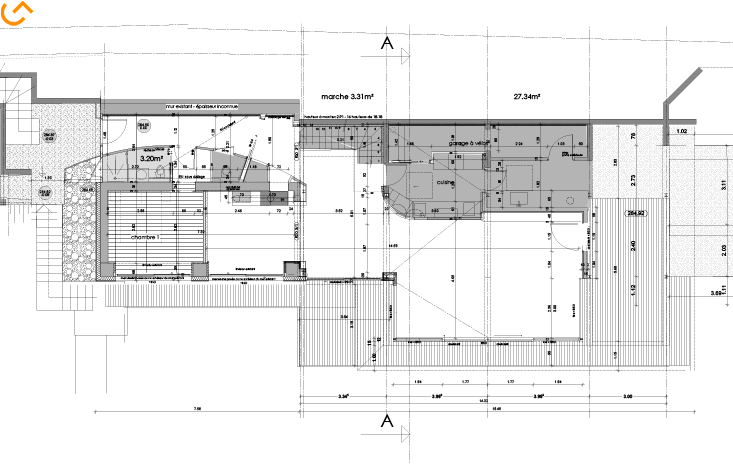 Plan Restructuration et extension d'une maison sur Lac